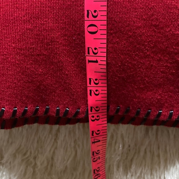 Red V-Neck Sweater with Black Trim - Picture 7 of 7